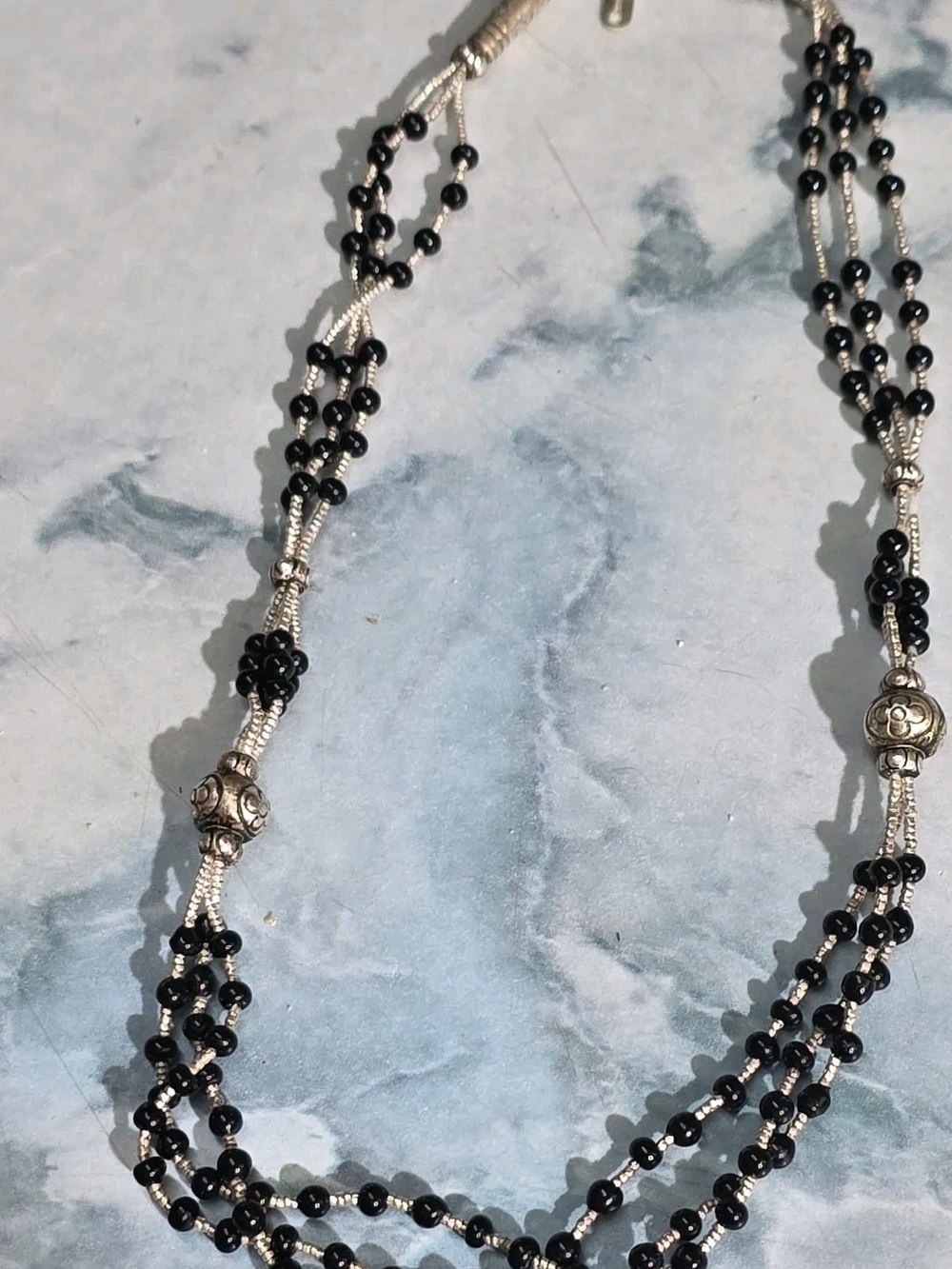 Multi-Strand Black Beaded Women’s Necklace